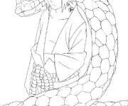 Coloriage Sasuke entour&eacute; par un Serpent