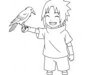 Coloriage Sasuke et Corbeau
