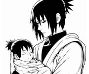 Coloriage Sasuke et le b&eacute;b&eacute; Sarada