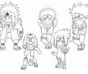 Coloriage Sasuke et les l&eacute;gendes de l'anime en chibi