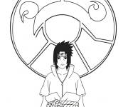 Coloriage Sasuke et logo Ninja