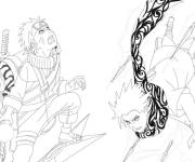 Coloriage Sasuke et Naruto en formation de combat