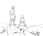 Coloriage Sasuke et Sakura sur la montagne