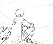 Coloriage Sasuke et Sasuke et Boruto sur la montagne