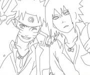 Coloriage Sasuke et son ami en photo