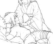 Coloriage Sasuke et son ami ont besoin d'aide