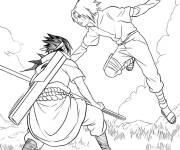 Coloriage Sasuke et The Snake&rsquo;s Fall contre Uchiha
