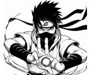 Coloriage Sasuke ex&eacute;cutant du Ninjutsu