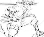 Coloriage Sasuke exprimant un d&eacute;fi