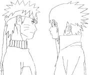 Coloriage Sasuke face &agrave; face contre Naruto