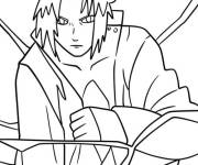 Coloriage Sasuke lance le jutsu de foudre