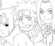 Coloriage Sasuke, Naruto et Sakura ensemble