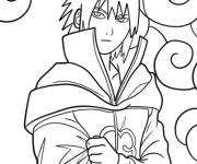 Coloriage Sasuke portant une cape Akatsuki