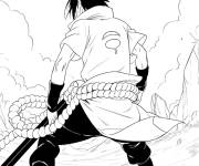 Coloriage Sasuke pose de derri&egrave;re
