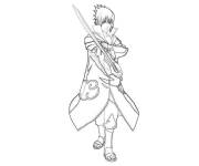 Coloriage et dessins gratuit Sasuke pr&ecirc;t pour le combat à imprimer