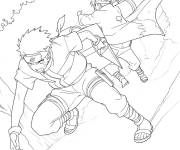 Coloriage Sasuke s'&eacute;chappe de la bataille