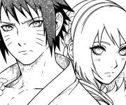 Coloriage Sasuke sauve la protagoniste