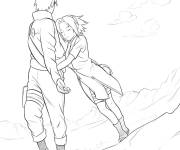 Coloriage Sasuke sauve Sakura