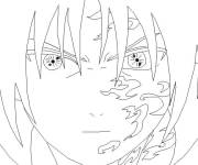 Coloriage Sasuke Sharingan en flamme