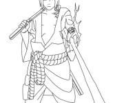 Coloriage Sasuke tenant deux &eacute;p&eacute;es