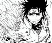 Coloriage Sasuke Uchiwa en mod&egrave;le d'anime