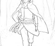 Coloriage Sc&egrave;ne de combat de Sasuke en cape