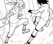 Coloriage Sc&egrave;ne de combat de Sasuke sur ordinateur