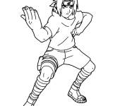 Coloriage Uchiha Sasuke action d'art martial