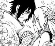 Coloriage Uchiha Sasuke et Sakura amoureux