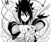 Coloriage Uchiha Sasuke utilise Chidori pour attaquer