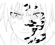 Coloriage Visage de Sasuke enflamm&eacute;