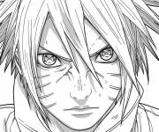 Coloriage Visage Uchiha Sasuke d&eacute;taill&eacute;