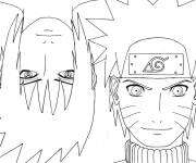 Coloriage Visages de deux superh&eacute;ros Sasuke et Naruto