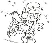 Coloriage Belle Schtroumpfette aime le patinage