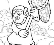 Coloriage Gargamel essaye d'attraper les Schtroumpfs