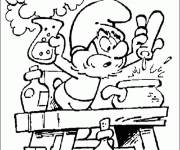 Coloriage Grand Schtroumpf en plein exp&eacute;rience