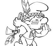 Coloriage L'indien Schtroumpf