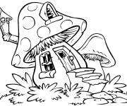 Coloriage La maison des Schtroumpfs stylis&eacute;