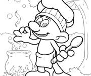 Coloriage Le chef Schtroumpf cuisine