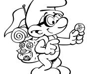 Coloriage Le Schtroumpf qui aime explorer le village