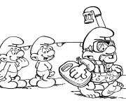 Coloriage Le Schtroumpf s'amuse dans la mer