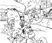 Coloriage Le village des Schtroumpfs