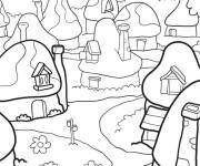 Coloriage Le village des Schtroumpfs bleus 
