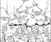 Coloriage Les Schtroumpfs c&eacute;l&egrave;brent le nouvel an