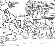 Coloriage Les Schtroumpfs en action