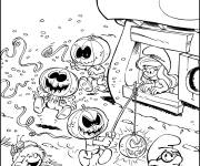Coloriage Les Schtroumpfs pendant l'Halloween