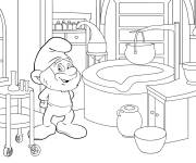 Coloriage Papa Schtroumpf pr&eacute;pare la potion magique