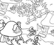 Coloriage Paysage du village des Schtroumpfs