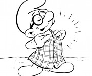 Coloriage Schtroumpf &agrave; la lunette gratuit