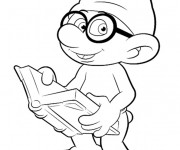 Coloriage Schtroumpf &agrave; la lunette simple